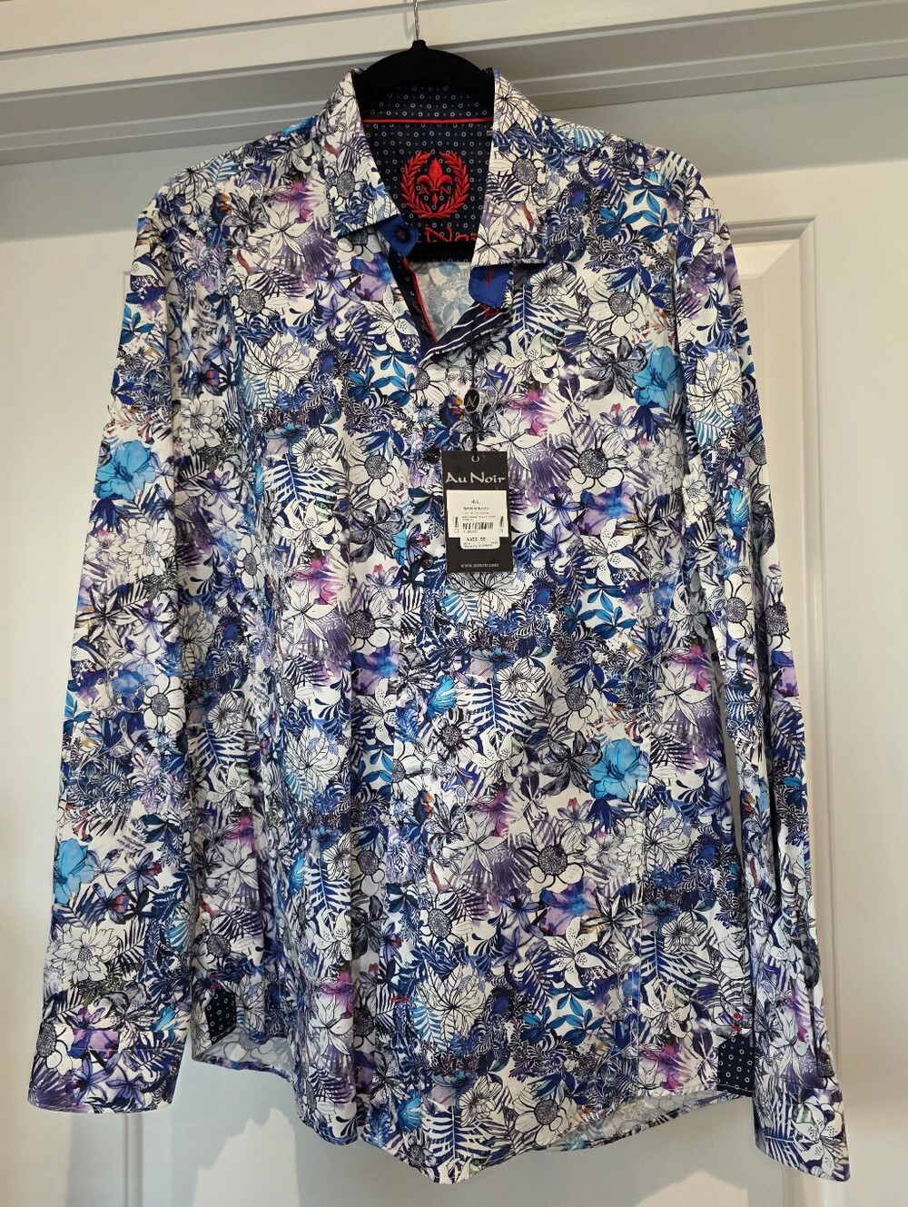 Au Noir Floral Button-Up Shirt in Blue, Purple, White